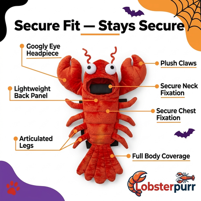 Lobsterpurr™ Cat Lobster Costume | Soft Plush, Adjustable Fit