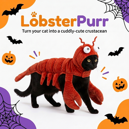 Lobsterpurr™ Cat Lobster Costume | Soft Plush, Adjustable Fit